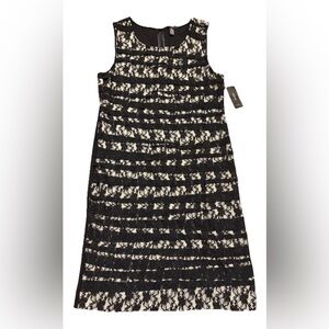 Alfani Sheath Dress Womans Size 12 Black Floral Lace Overlay Sleeveless NWT